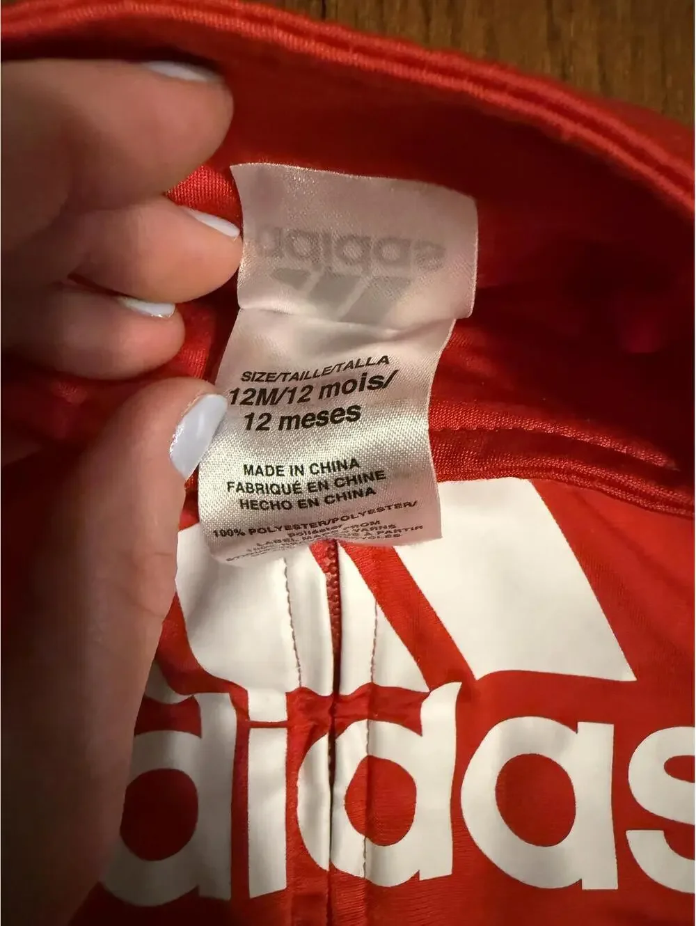 Adidas Red 12-month Toddler Track Jacket with White Logo and Black Accents